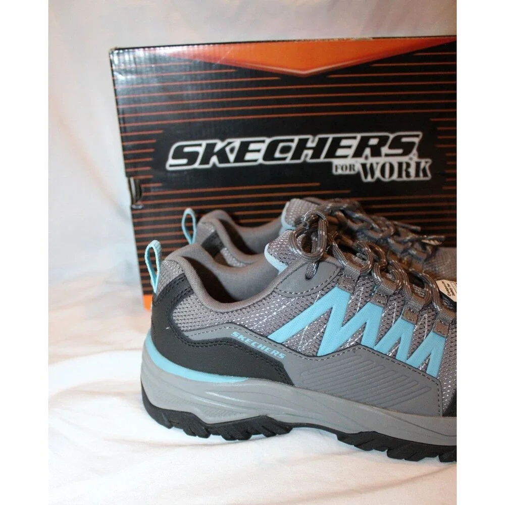SKETCHERS WOMEN'S WORK FANZTER COMP TOE SNEAKERS NIB SZ 7 GRAY BLUE